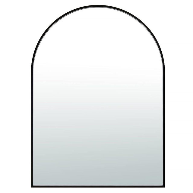 SCWF-GZ 16x24 Arch Mirror Square Wall Mounted Metal Frame Mirrors for Entryway Bedroom Bathroom Living Room 16 24 inch Black