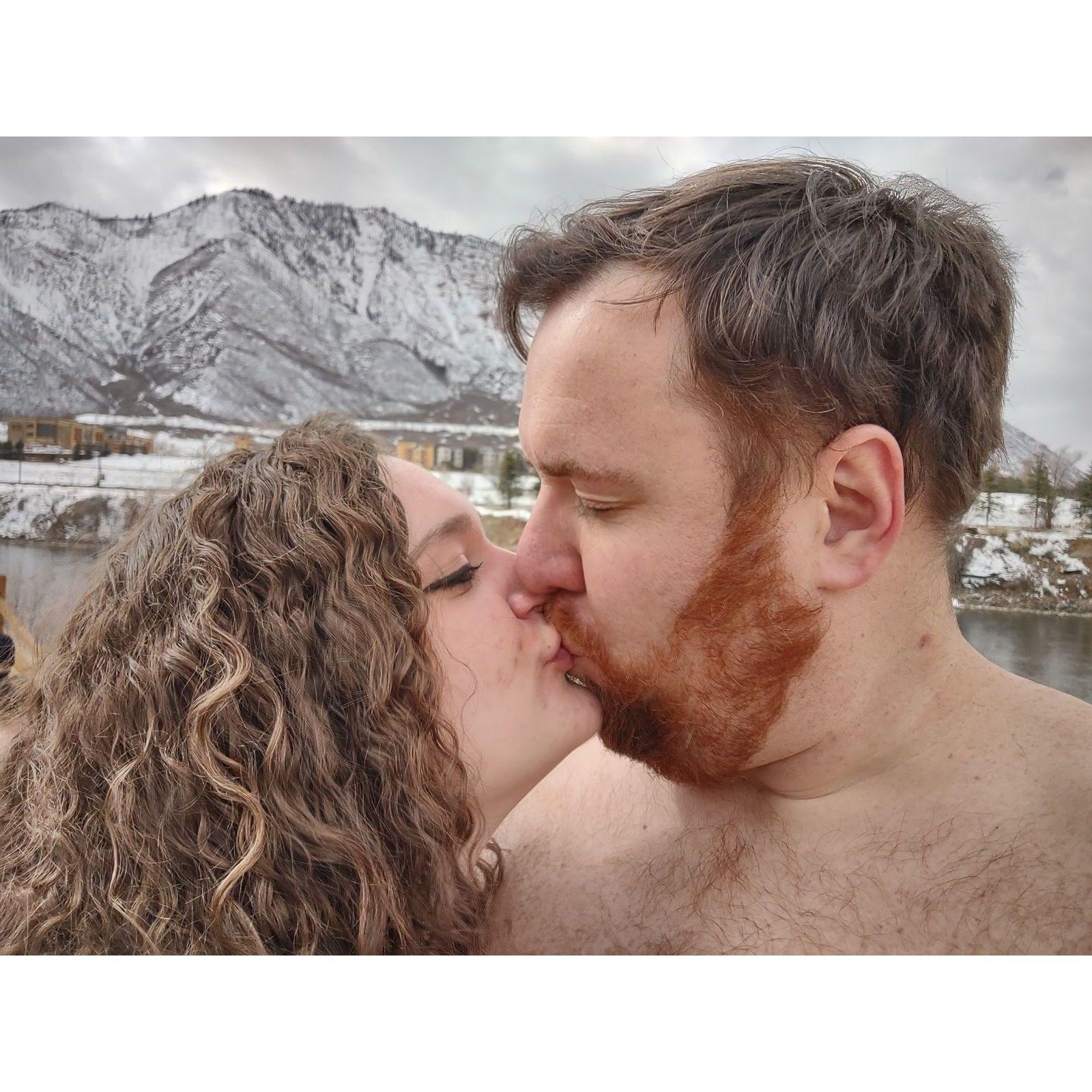Taken while we were enjoying the hot springs in the snow. <3