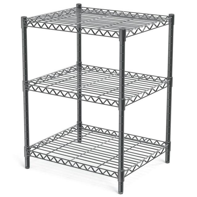 AHEONLAR 3 Tier Grey Storage Racks and Shelving - Heavy Steel Material Pantry Shelves - Adjustable Storage Shelf Metal Storage Rack Wire, Suitable for Warehouses, Closets, Kitchens…