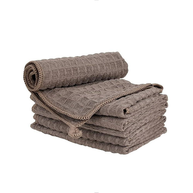 watchget Barista Micro Cloth 6 Pack, Microfiber Barista Cleaning Towels Microfiber Waffle Weave Kitchen Dish Cloth Coffee Bar Towel Coffee Machine Cleaning Cloth, Brown(12"x12")