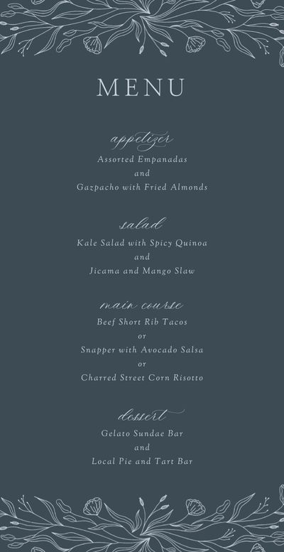 Blue Oval Wedding Menu - Vanora