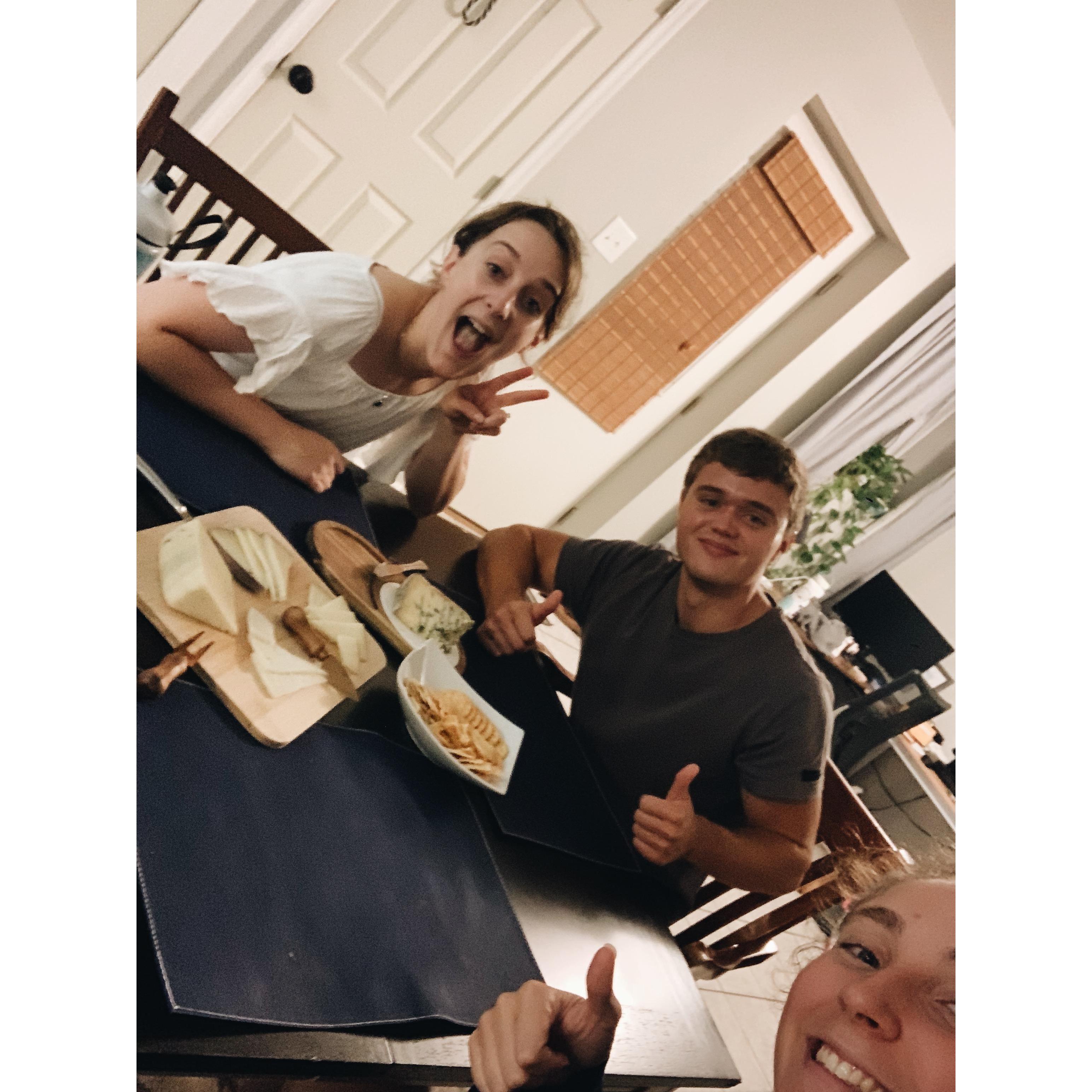 Cheese night at Walker's new apartment with Erica