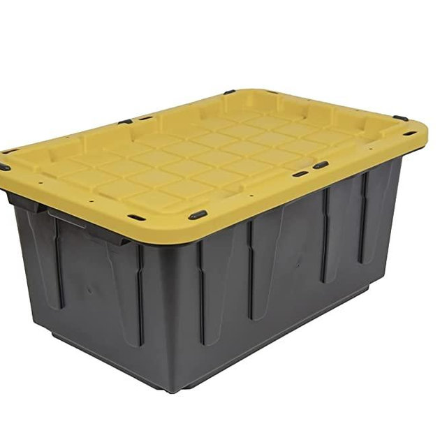 17G Black & Yellow Tough Storage Containers with Lids, Stackable (2)
