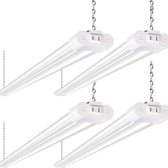 4 Pack 4FT LED Shop Light Linkable, 4400lm, 42w(250w Equivalent), 5000K Utility Shop Lights, Hanging or Flush Mount, with Power Cord and On/Off Switch (Sold Exclusively by Weize, other are Scammers)