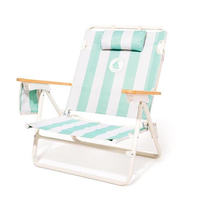 Business & Pleasure Co. Margaritaville Manana Chair - Backpack Beach Chair, Lay Flat Reclining, Lightweight & Portable, Insulated Cooler Pocket, Last Mango Green Stripe