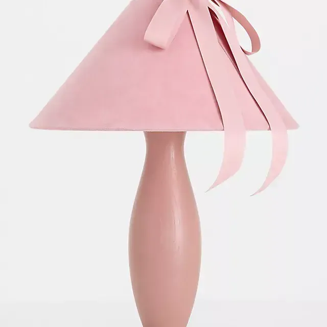 Bosette Bow Velvet and Wood Table Lamp
