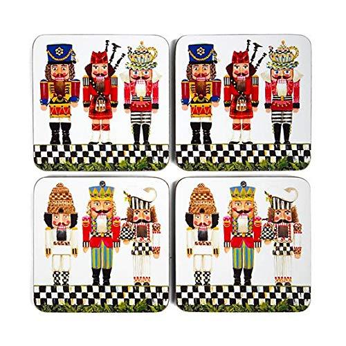 Mackenzie Childs Courtly Check Nutcracker Brigade Cork Back Coasters - Set of 4