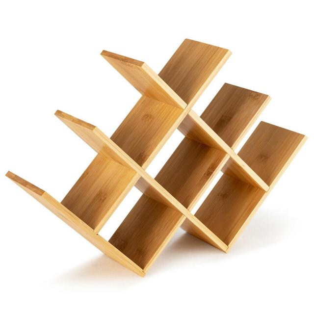 Costway 8-Bottle Wine Rack Bottle Holder Bamboo Storage Shelf Countertop Freestanding