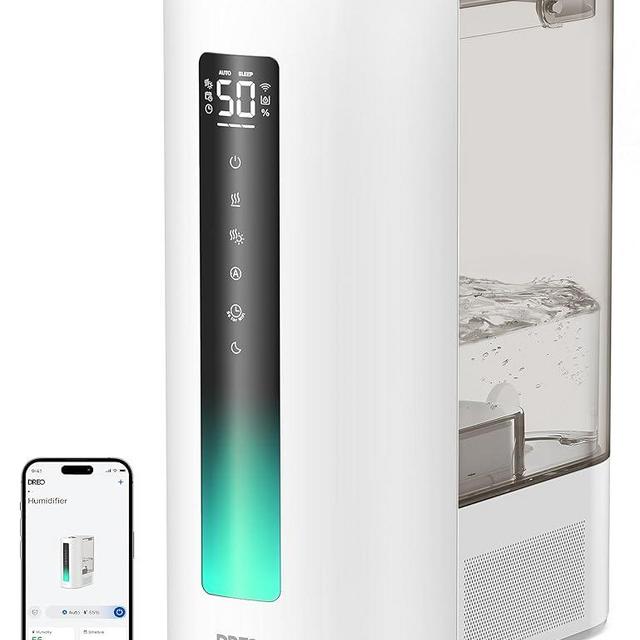 Dreo Smart Humidifier for Plants,Warm and Cool Mist for Bedroom, 6L Large Capacity Lasts up to 60 Hours,Easy Top Fill, Essential Oil Diffuser for Home Large Room, Works with Google/Alexa, White