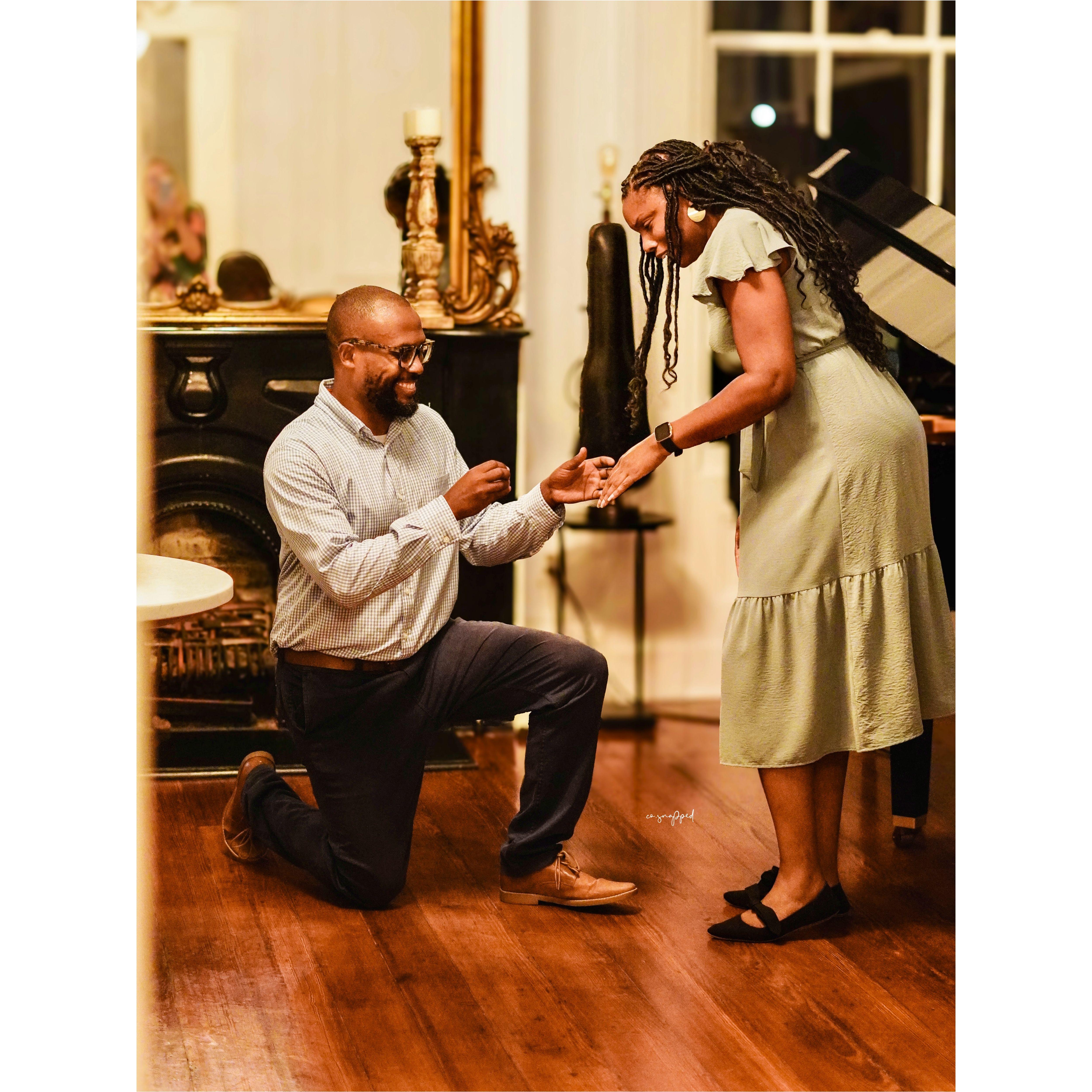 The proposal date was 9.18.24 at a restaurant called Goetchius House.