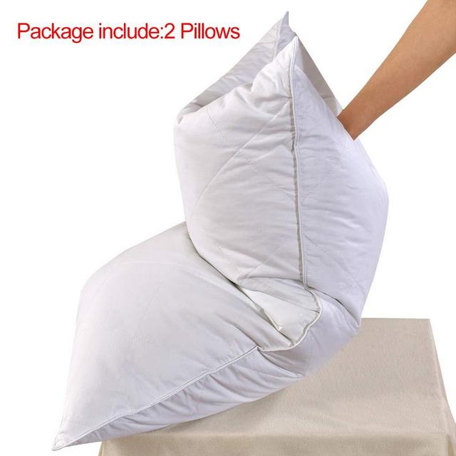 Set of 2 White Goose Feather Bed Pillows - 600 Thread Count Egyptian Cotton, Medium Firm,Soft Support Queen Size,White Solid (Queen Size:2 Pillows)…