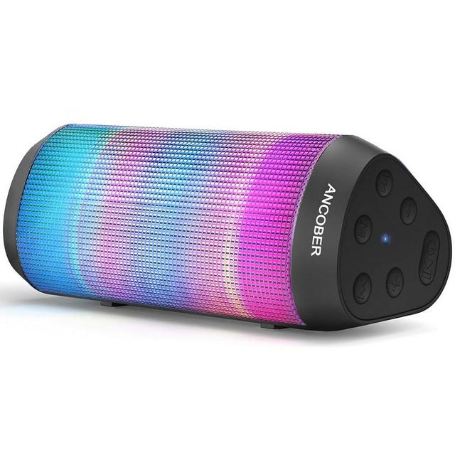 Bluetooth Speaker, Portable Wireless, 15W Stereo Sound, IPX4 Waterproof, with Cool Lights, TWS Pairing, BT5.3/AUX IN, for Outdoor/Indoor/Party/BBQ/Shower, Electronics Gadget, Holiday Birthday Gifts