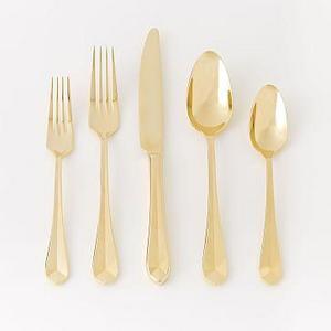 Geo Gold Flatware, 20 Piece Set