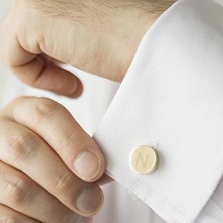 Personalized Gold Round Cuff Links