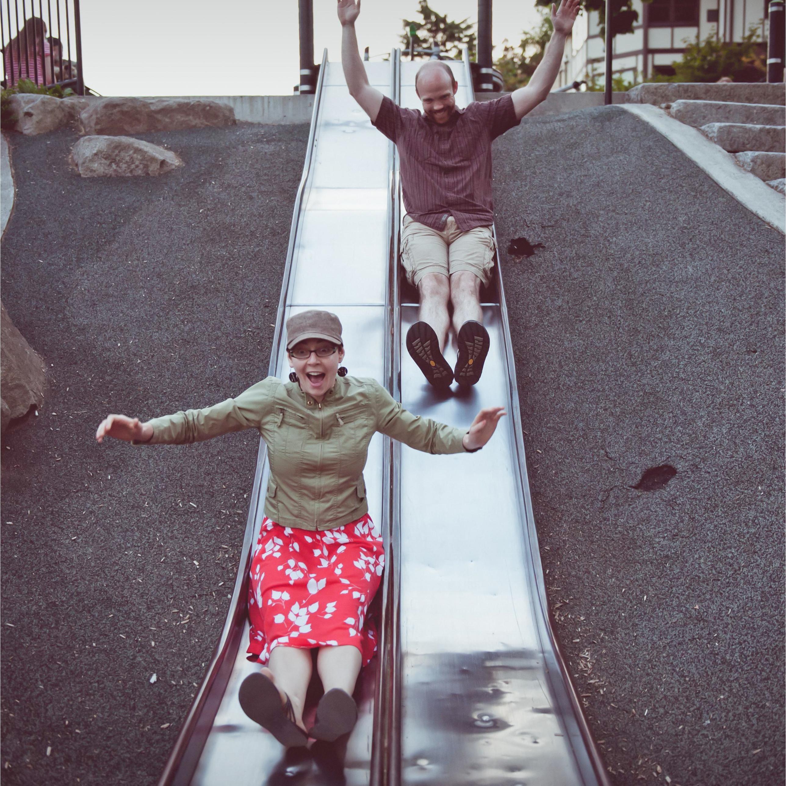 Sliding at Kerry Park. Photo by Brad Novak.