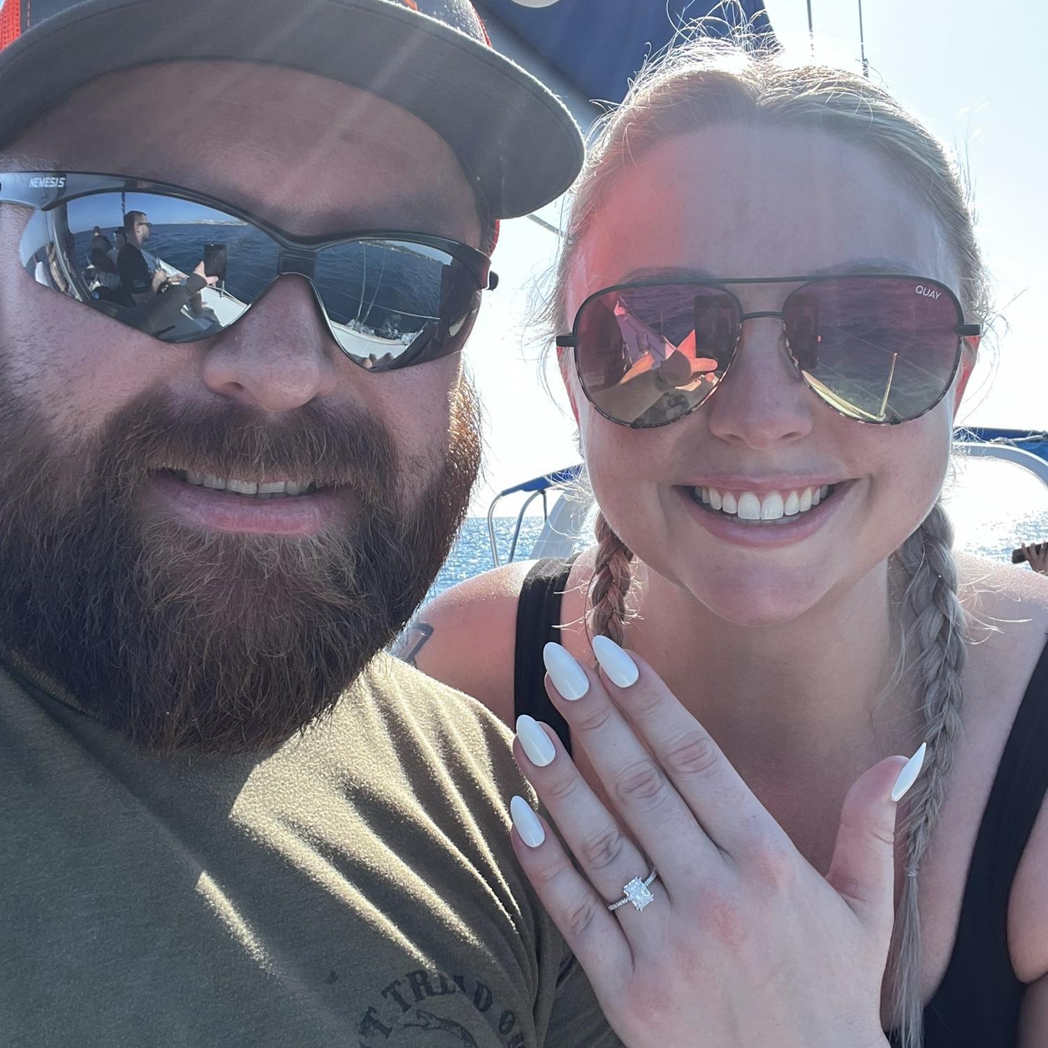 The photo I sent to my family announcing we were engaged!