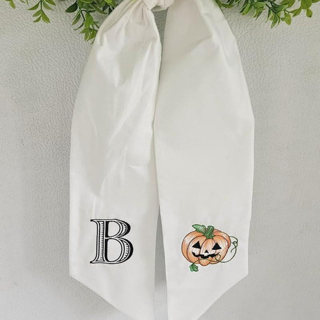 Monogram Wreath Sash, Fall Wreath Sash, Halloween Wreath Sash, Fall Decor, Front Door Decor, Custom monogram door decor, Autumn decor, Pumpkin (Jack-o-lantern)
