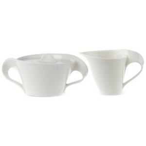 Villeroy & Boch Dinnerware Bone Porcelain 3-Pc. New Wave Lidded Sugar Dish & Creamer Set