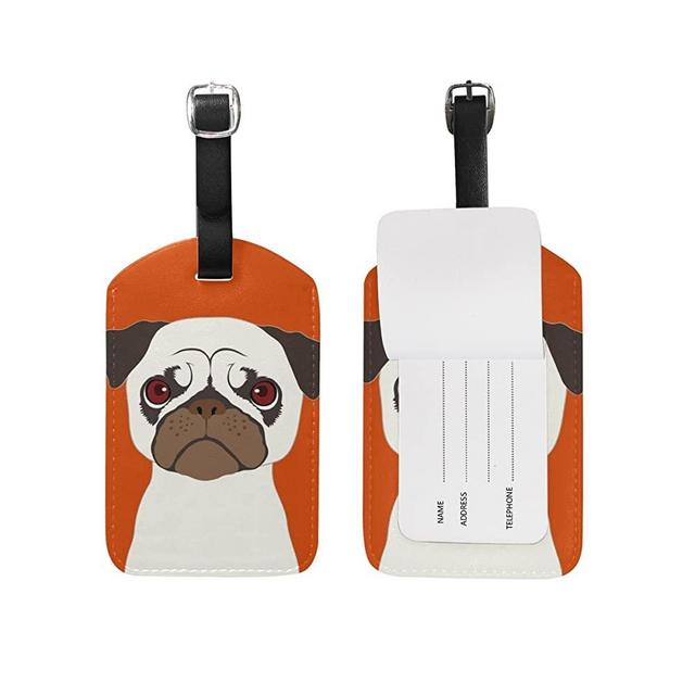 My Daily Pug Dog Luggage Tag PU Leather Bag Tag Travel Suitcases ID Identifier Baggage Label 1 Piece