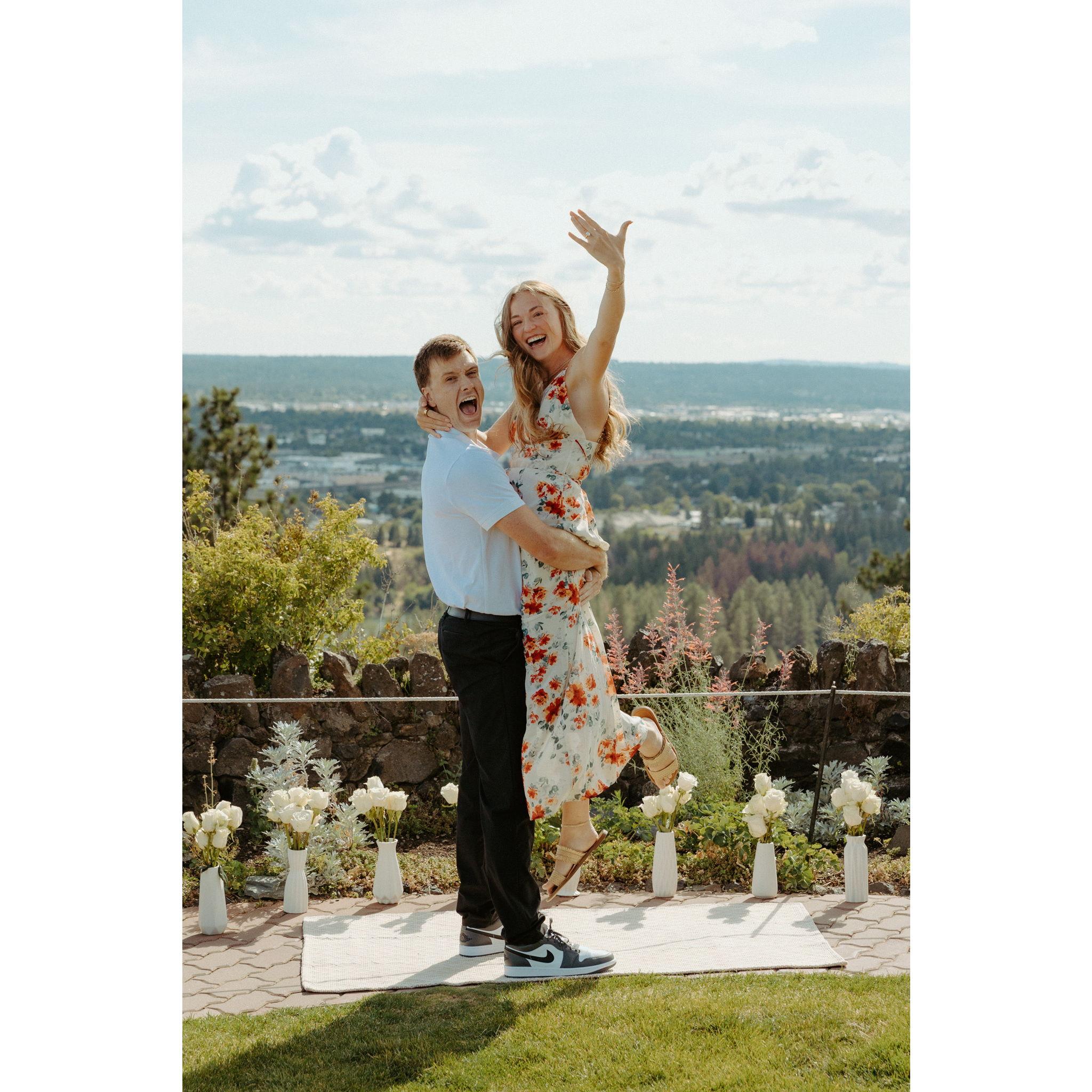 Our actual reaction to getting engaged!