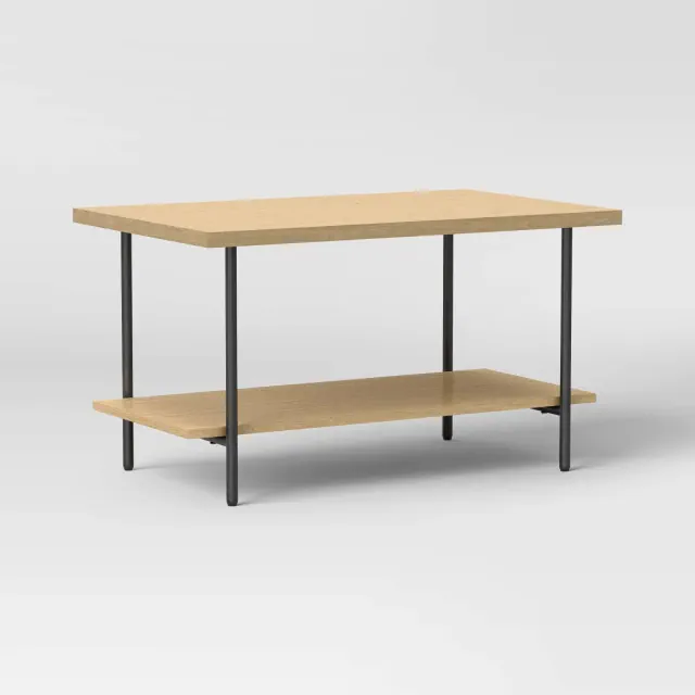 Wood and Metal Coffee Table with Storage Shelf Natural Finish - Room Essentials