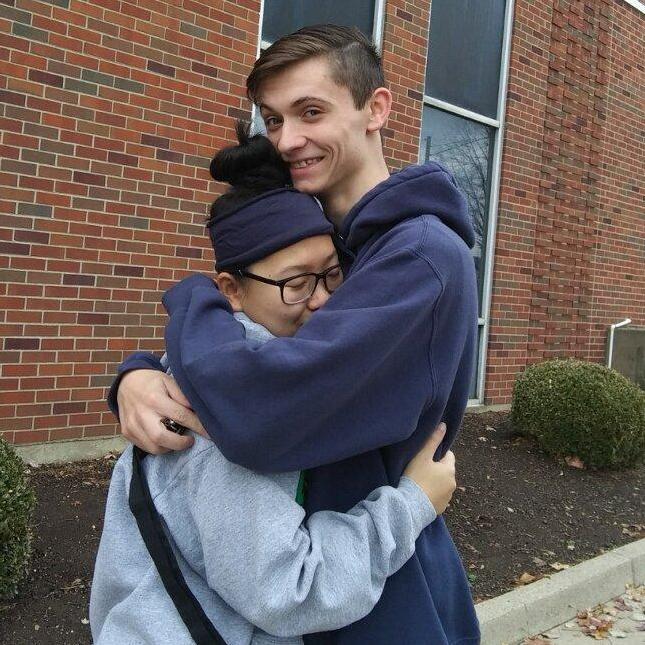 Our best friend took this picture of us.  It was right before I was driving home for Thanksgiving break, and I ended up getting into a car wreck 20 minutes after this was taken.