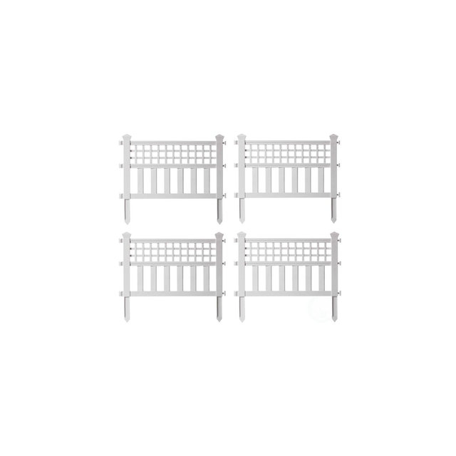 Gardenised Plastic Outdoor Decor Garden Flower Edger Fence, Border, Set of 4 Panels, White