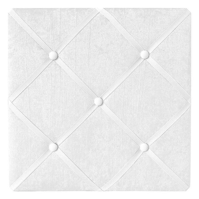 Sweet Jojo Designs White Fabric Memory Memo Photo Bulletin Board - Solid Crinkle Crushed Velvet Luxurious Elegant Princess Boho Shabby Chic Luxury Glam High End Boutique Ruffle for Lace Collection