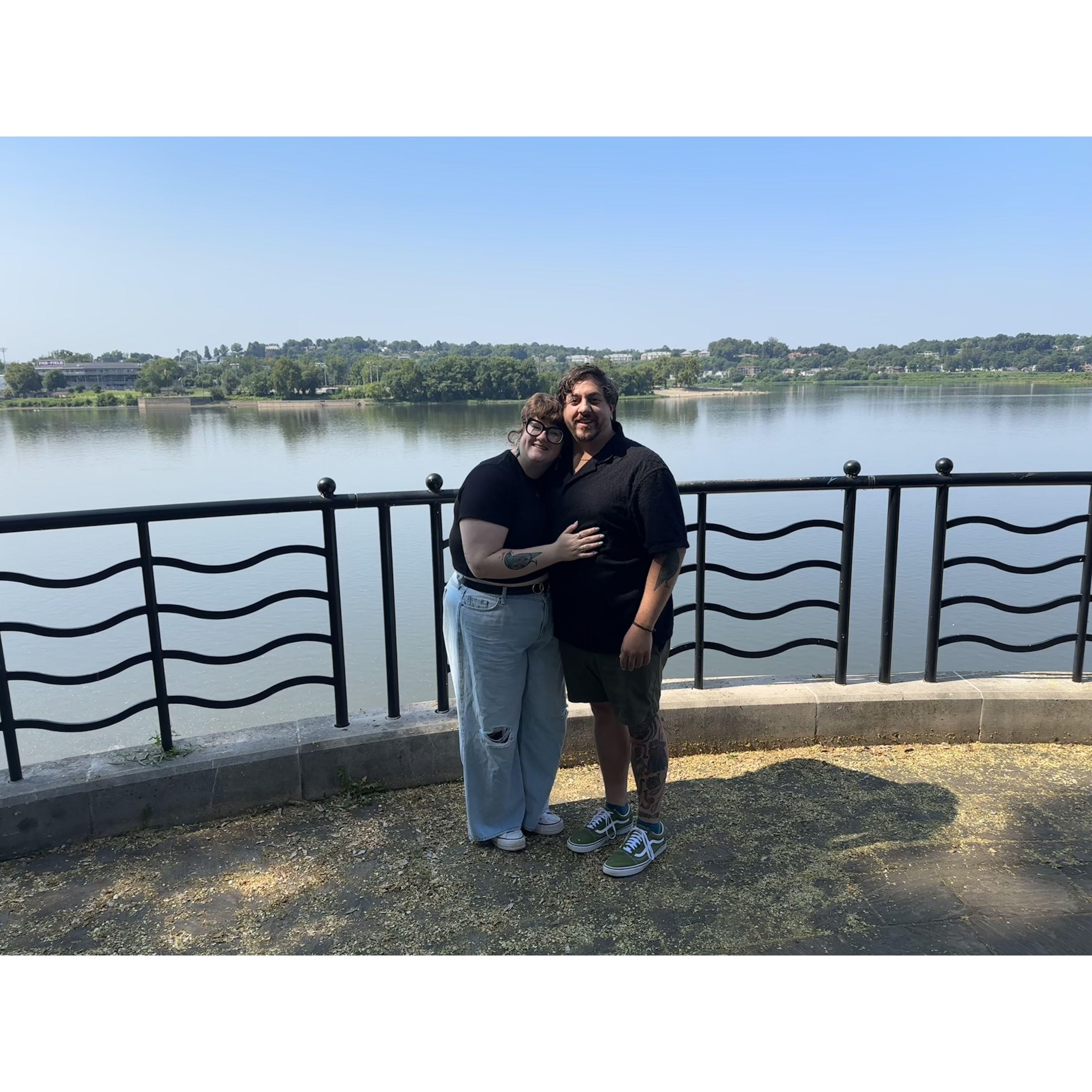 The proposal location, just the two of us, overlooking the Susquehanna River in Harrisburg.