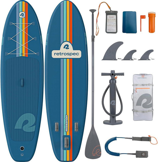 Retrospec Weekender Inflatable Stand Up Paddle Board Includes Paddle, Pump, and Accessories 10’6” Lightweight iSUP, Puncture Resistant Inflatable Paddle Board for Adults