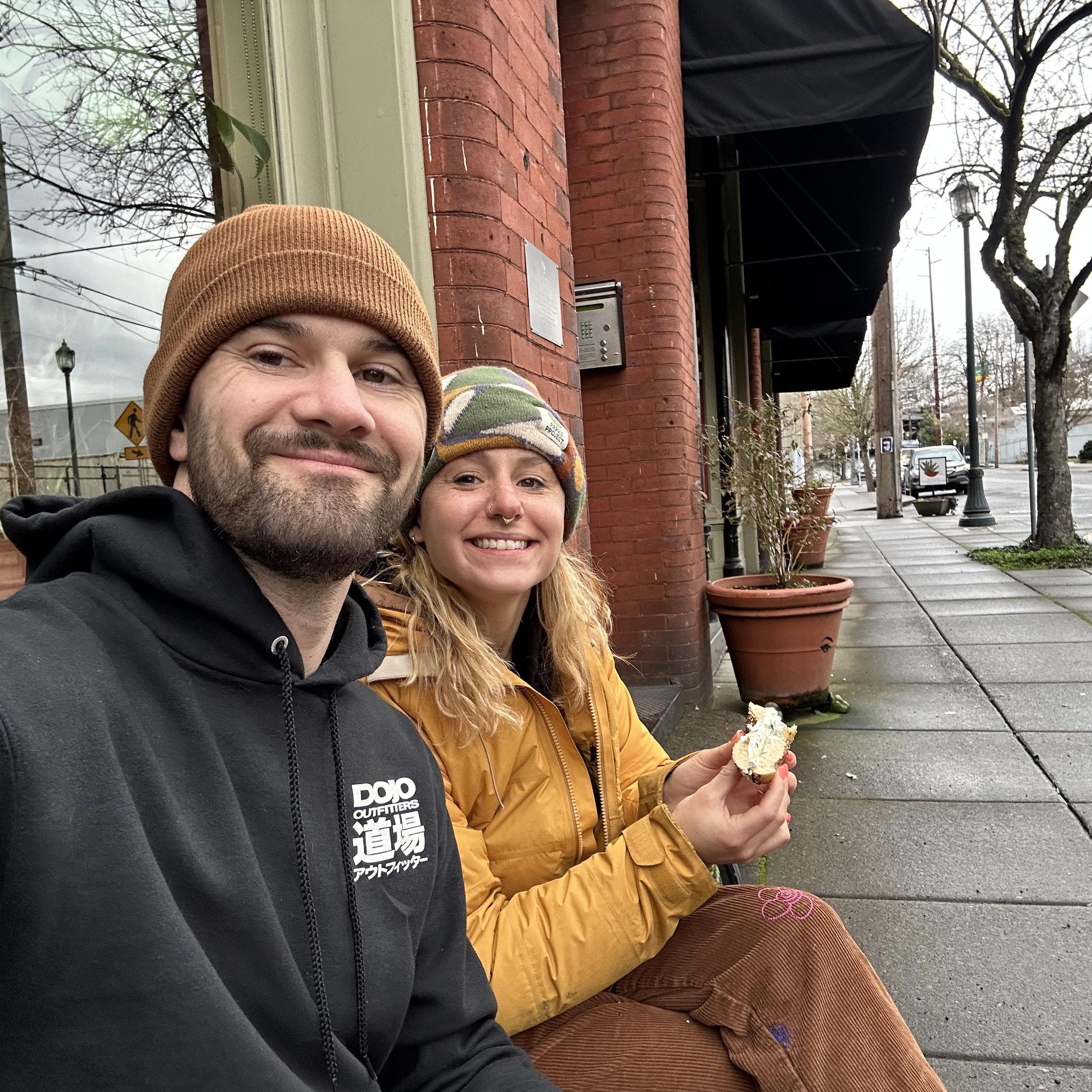 This is us waiting in line for a tattoo event...we showed up an hour and half before the next person.