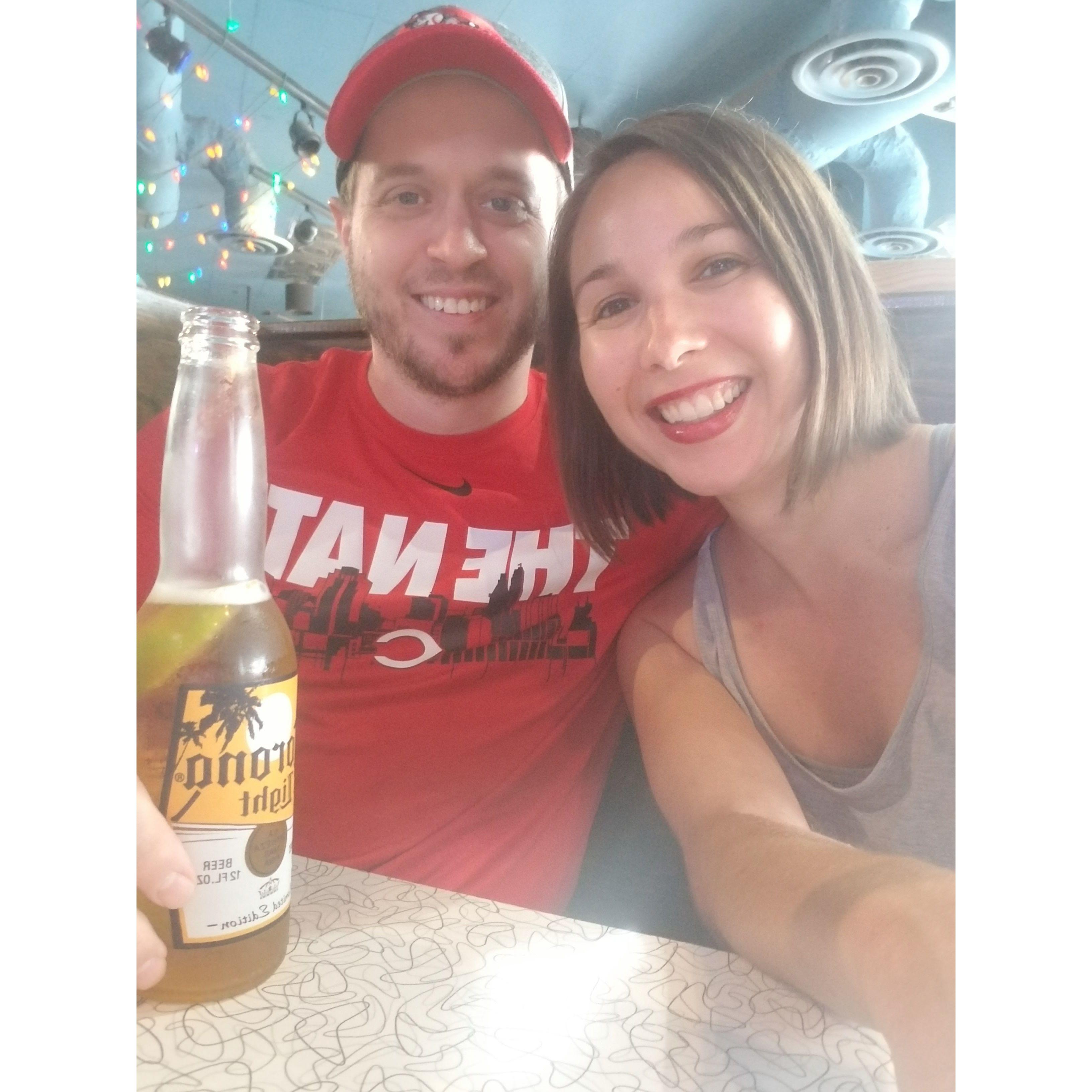Brock's b-day tradition, going to a Red's game (our first one together) and where he would eventually propose outside the Great American Ballpark.