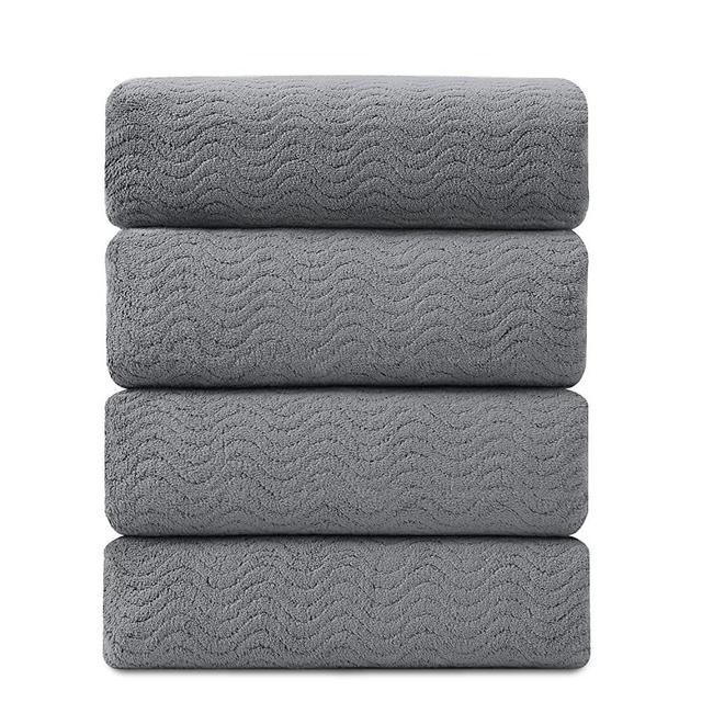 Bathroom Towels Set of 4, Oversized Bath Towels Extra Large 35x70 Inch Shower Towels Highly Absorbent Quick Dry Towel 600 GSM Soft Bath Sheet Towels Set for Bathroom Hotel SPA Fitness Camping Grey