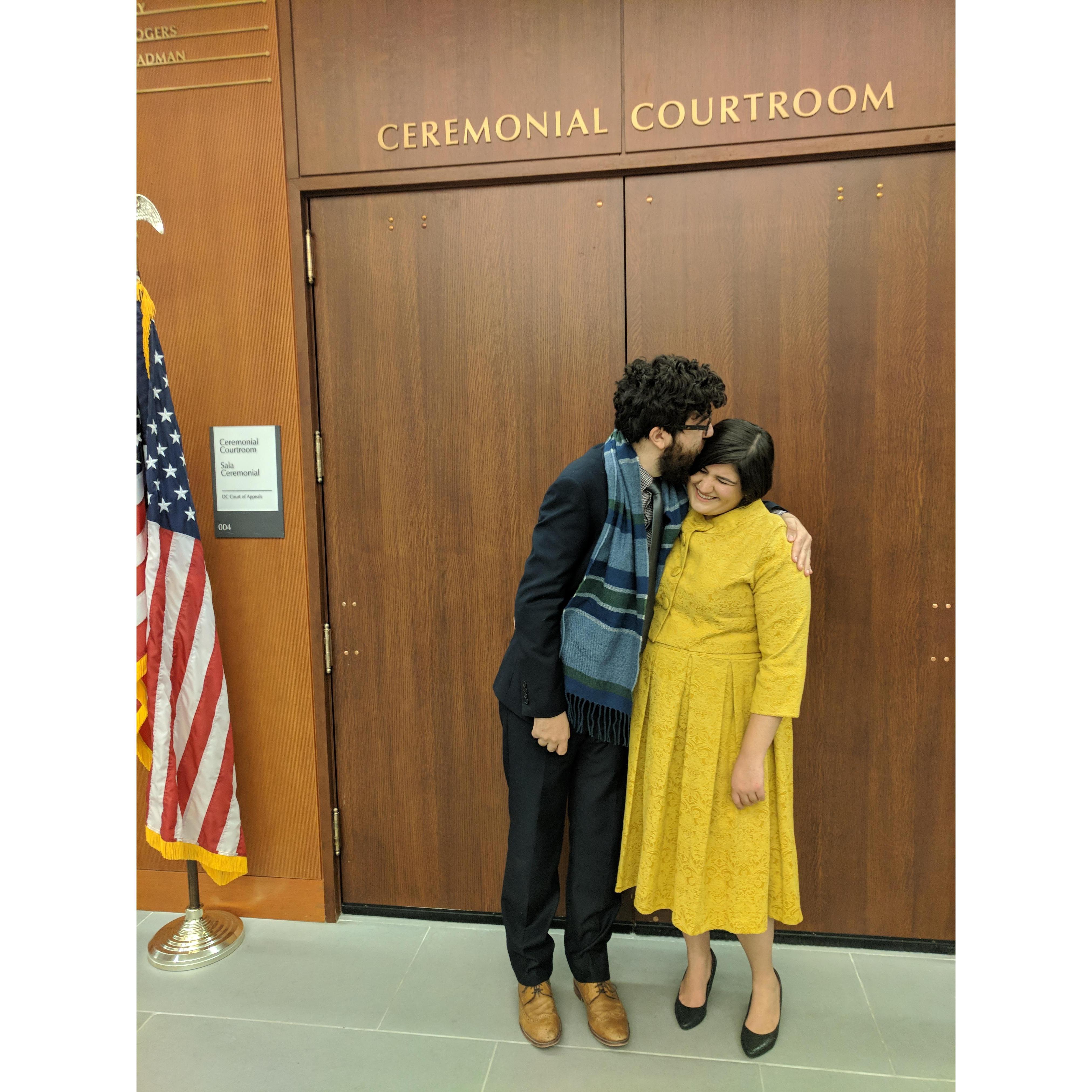 Andrea getting sworn into the bar
