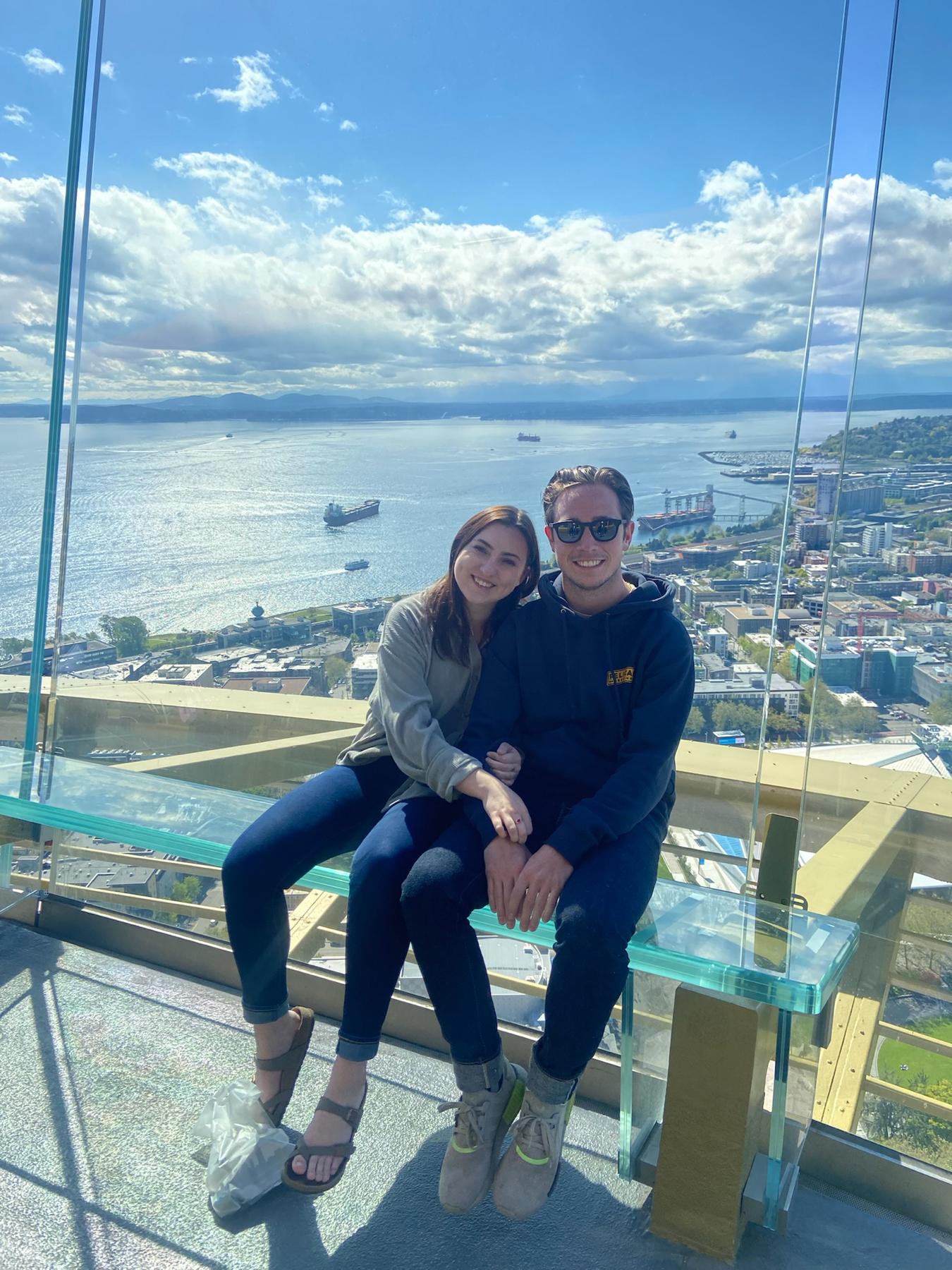 on the top of the Space Needle in Seattle