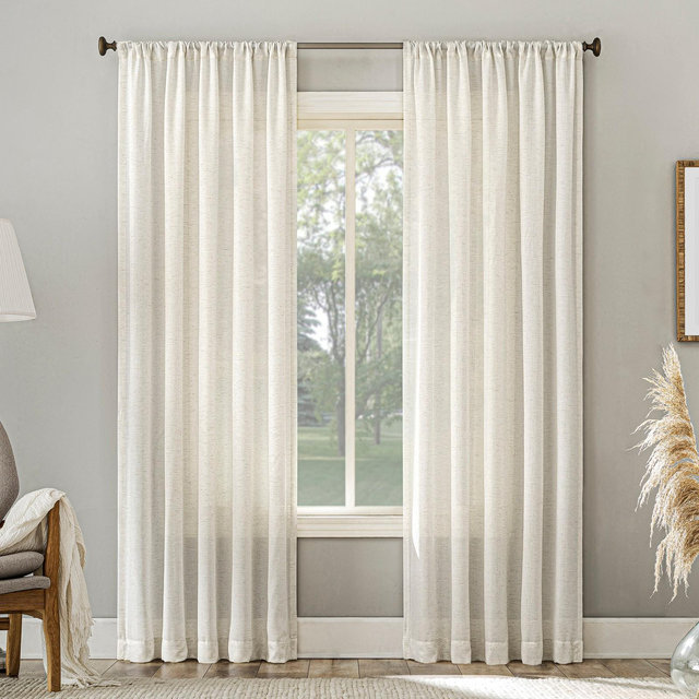 54"x84" No. 918 Light Filtering Semi-Sheer Amalfi Rod Pocket Curtain Panel Pearl White: Linen Curtain Panel