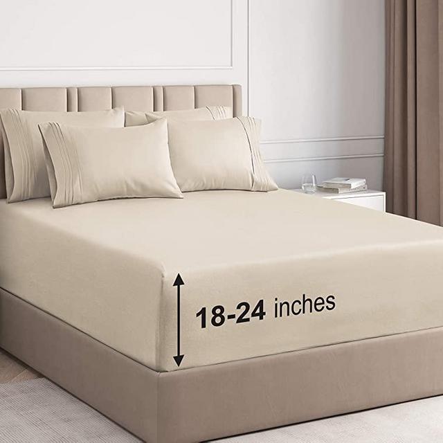 Extra Deep Pocket Sheets - 6 Piece Sheet Set - King Size Sheets Deep Pocket - Extra Deep Bed Sheets - Deep King Fitted Sheet Set - Super and Ultra Deep Sheets - For Deep Pockets Mattress - Fits Easily