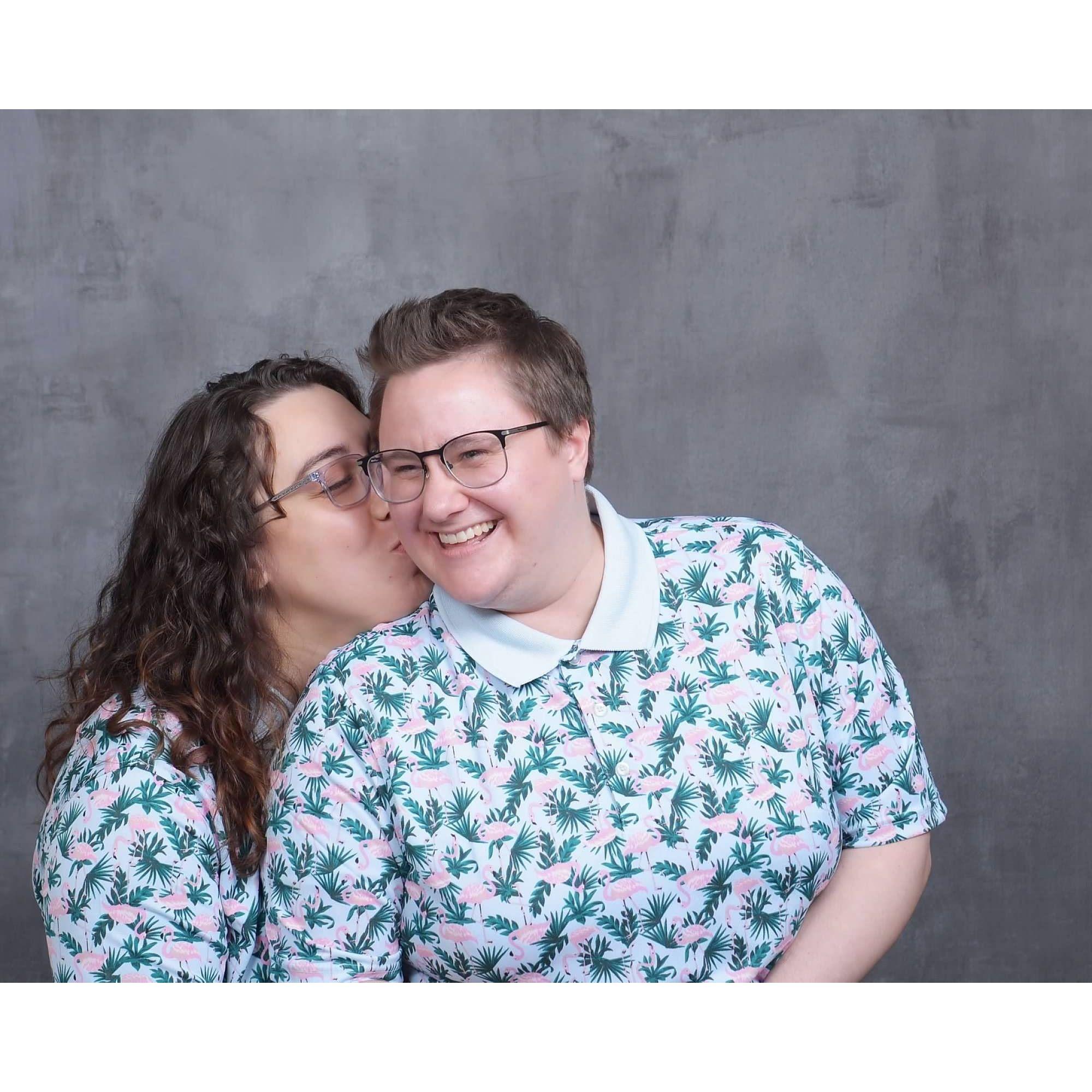 Love is a JC Penney's photoshoot in matching polos
