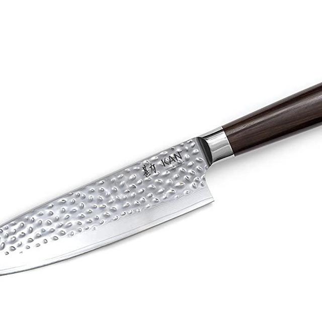 KAN Core Chef Knife 8-inch VG-10 67 layers Damascus Ambidextrous (Hammered VG-10 Blade, Ebony wood handle-upgraded version)