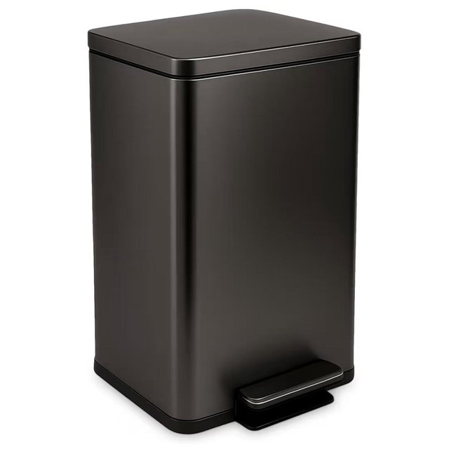 Simpli-Magic 13.2 Gallon (50L) Step Trash Can – Kitchen Garbage Can with Slow-Close Lid – Odor Control, Hands-Free, Easy to Clean, Brushed Stainless Steel