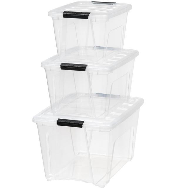 IRIS 19+32+53qt Clear View Plastic Storage Bins with Lids Combo