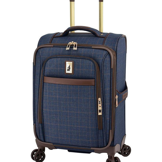 London Fog Brentwood IV 20" Expandable Softside Spinner Carry-On Suitcase, Midnight Blue
