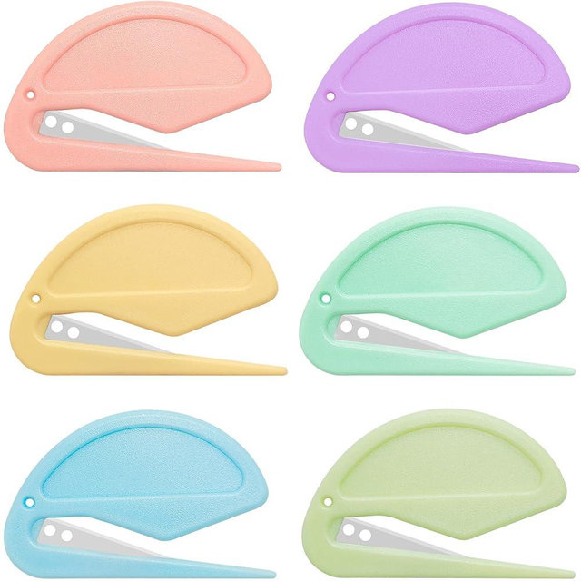 6 Pack Macarons Envelope Opener - Letter Opener Envelope Slitter with Safety Concealed Sharp Blade for Women,Men,Office Worker,Graduate Students.Mail Opener for Home,Office,Postal