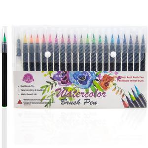 Watercolor Brush Pens Paint Set: Non Toxic Ink Water Color Markers for Coloring, Painting, Calligraphy or Art Lettering-Refillable Waterbrush & 20 Fine Tip Colored Marker Brushes for Adults or Kids