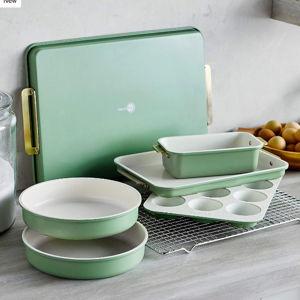 GreenPan Ceramic Nonstick Bakeware 7-Piece Set in Sage Green