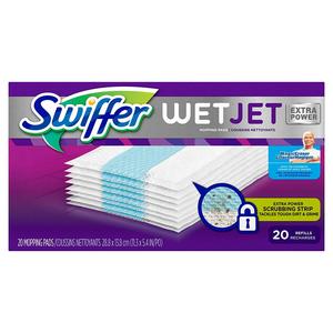 Swiffer WetJet Extra Power with Mr. Clean MagicEraser Hardwood Floor Cleaner, Spray Mop Pad Refill, 20 Count