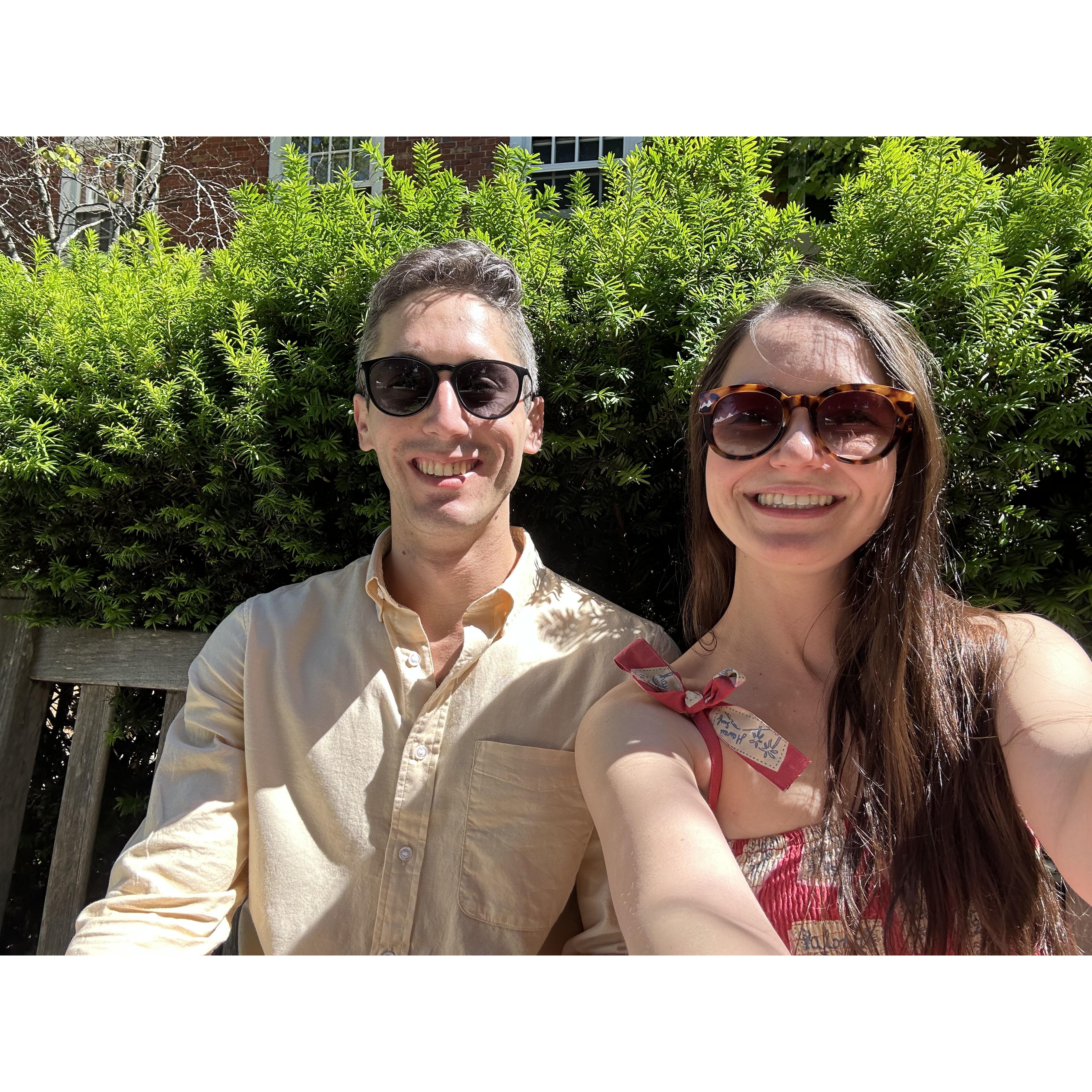 Sitting outside Philip's old dorm at Yale during his 10 Year College Reunion - June 2024
