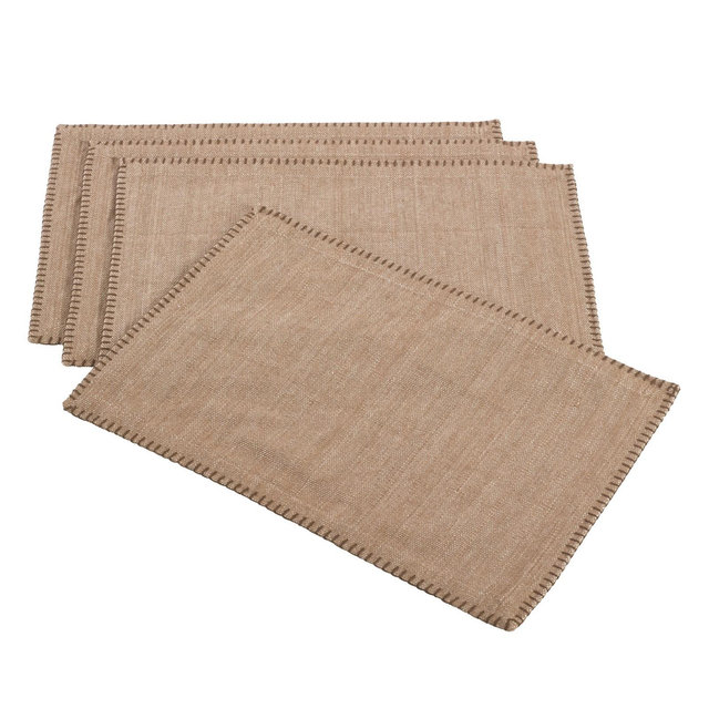 Saro Lifestyle Whipstitch Cotton Placemat, Beige,