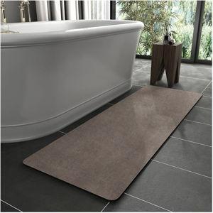 MontVoo -Bath Mat Rug-Rubber Backing Non Slip Quick Dry Absorbent Thin Bathroom Rugs Fit Under Door-Faux Suede Surface Bathroom Floor Mats-Shower Rug for in Front of Bathtub Shower Brown 24"X70"