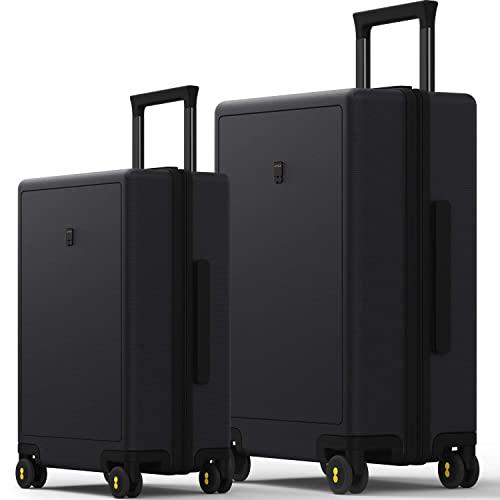 LEVEL8 Carry-On Suitcases Luggage Sets Elegance 100% PC Trolley Case with TSA Lock (24",Black)